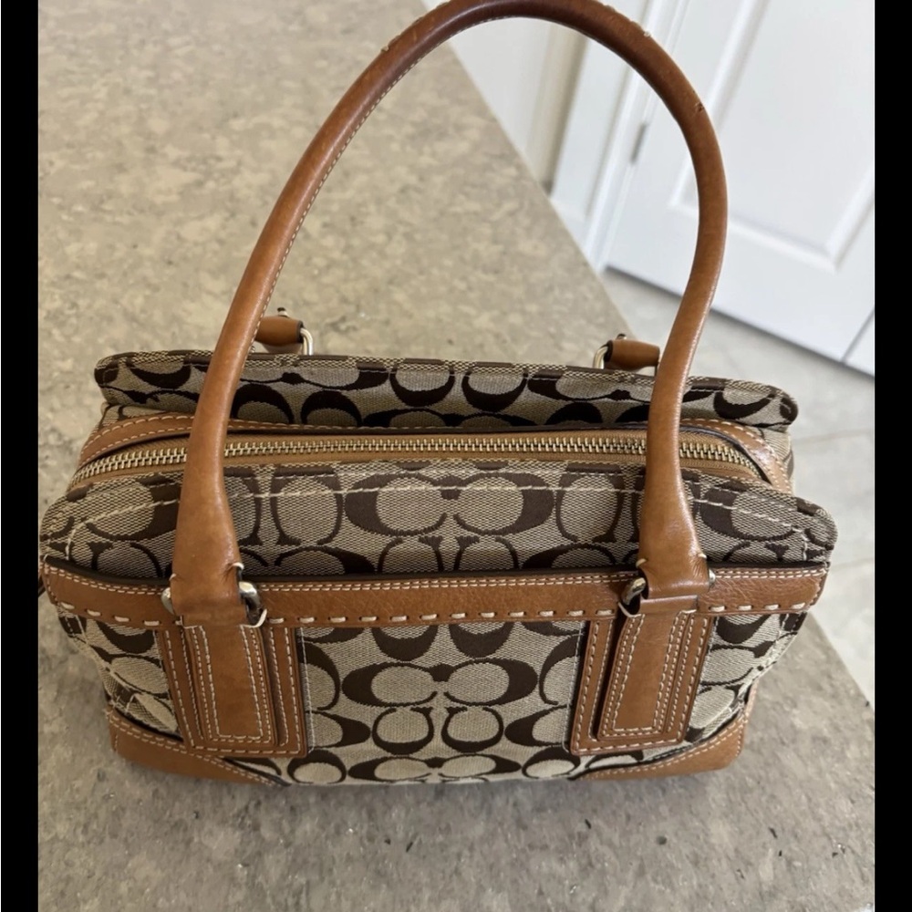 Coach Tan and Brown Signature Satchel - Picture 4 of 12